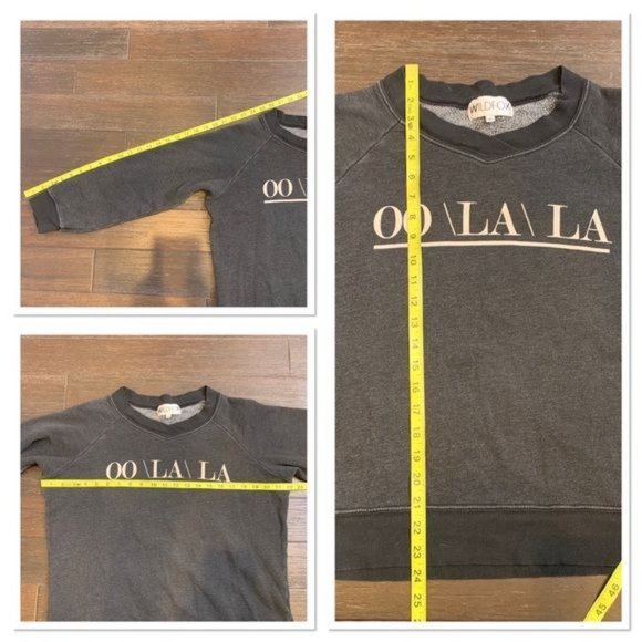 Wildfox Dark Grey Oo La La Graphic Front Long Sleeve Crewneck Sweatshirt Small - Picture 11 of 11